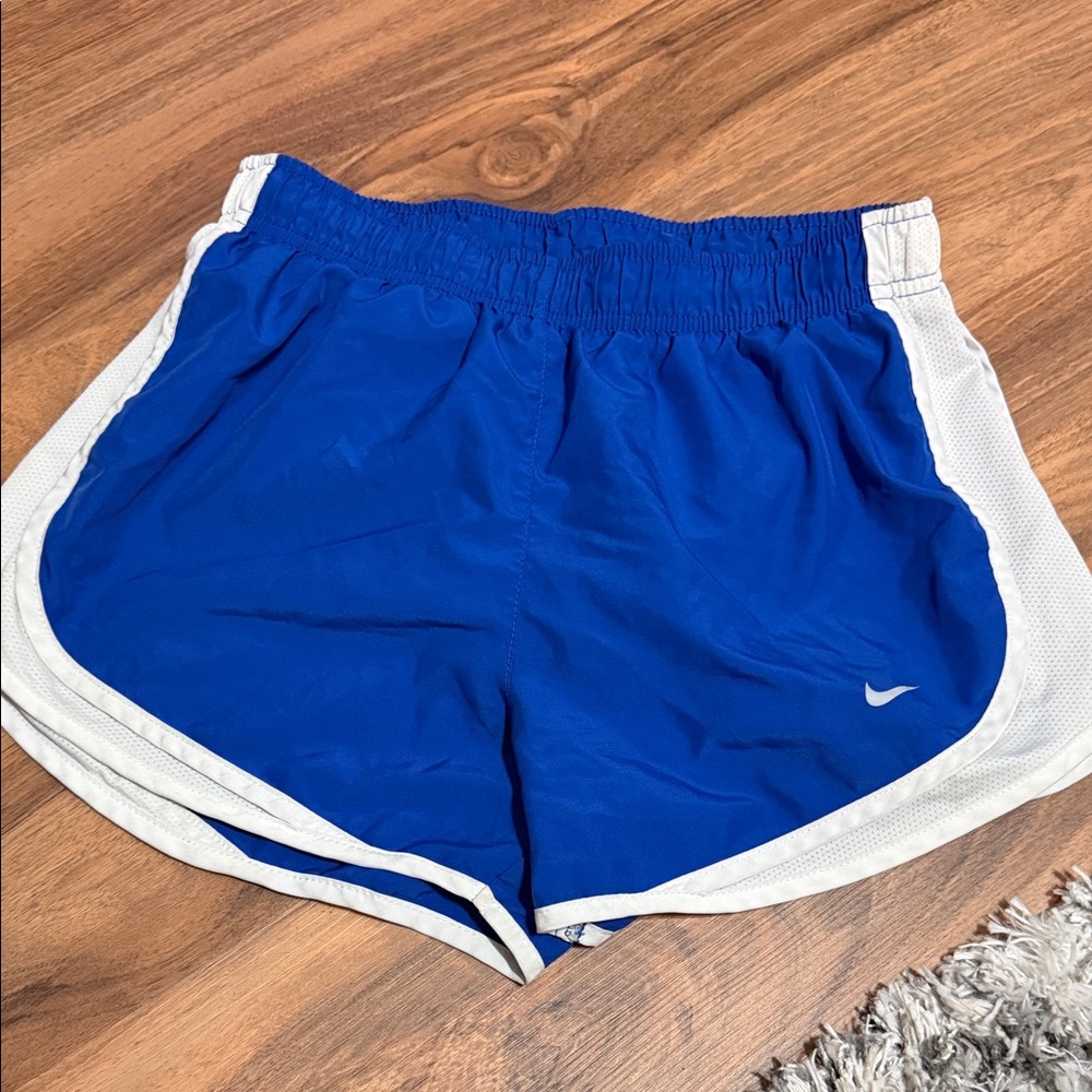 Nike Women's Royal Blue and White Athletic Shorts